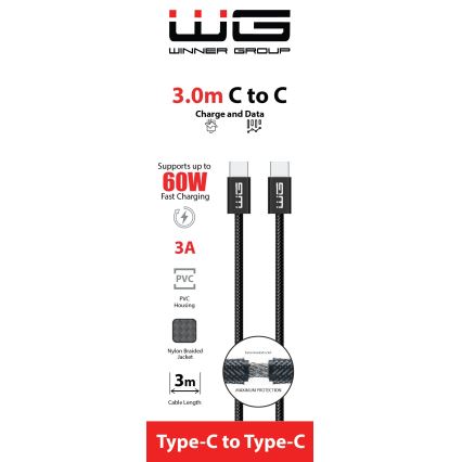 Winner Group - Kabel USB USB-C / USB-C 60W 3m czarny