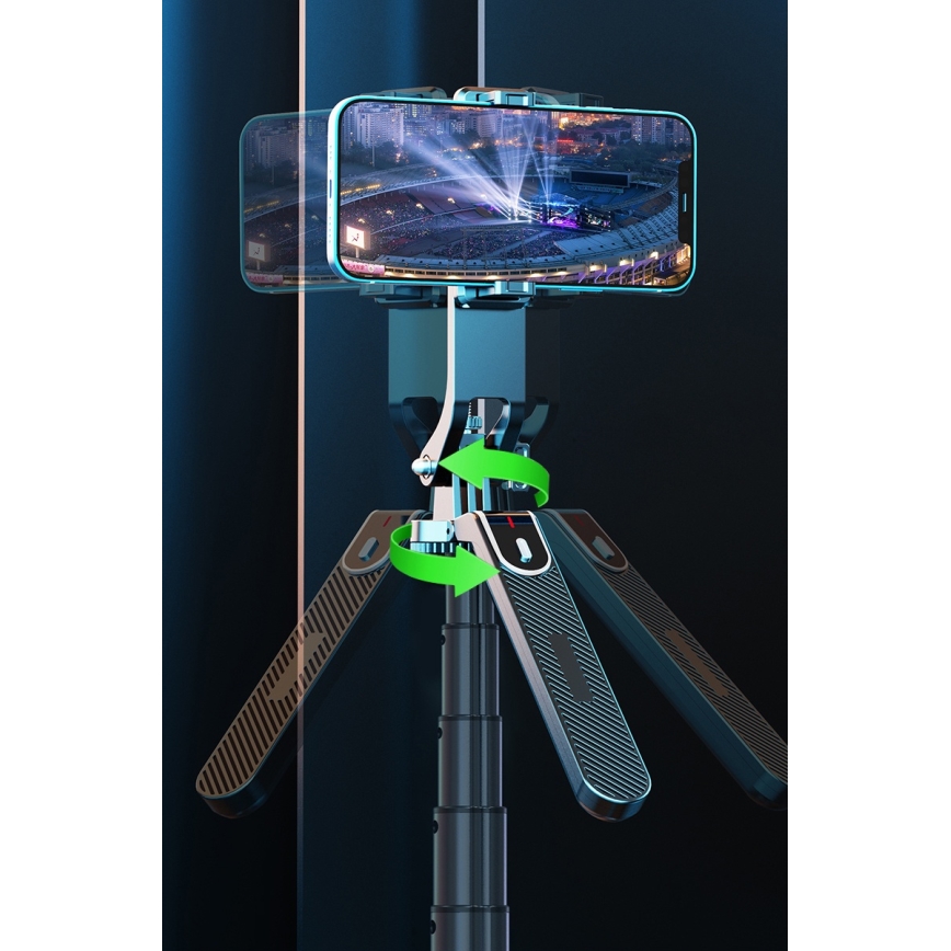 Winner Group - Kijek do selfie 3w1 ze stojakiem 55 mAh 180 cm czarny