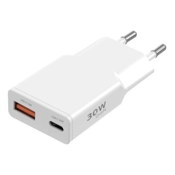 Winner Group - Ładowarka GaN 1xUSB-A + 1xUSB-C 30W biała