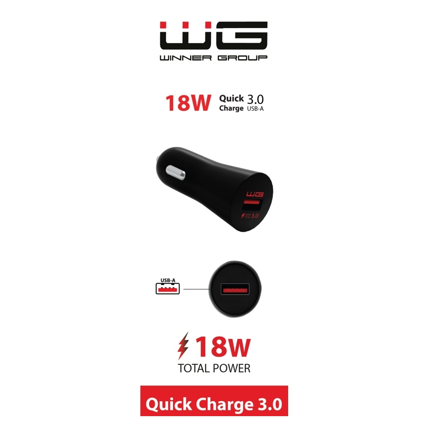 Winner Group - Ładowarka samochodowa 1xUSB-A Power Delivery 18W czarny