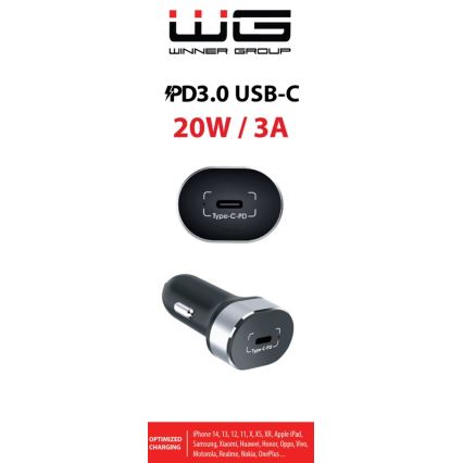 Winner Group - Ładowarka samochodowa 1xUSB-C Power Delivery 20W czarny