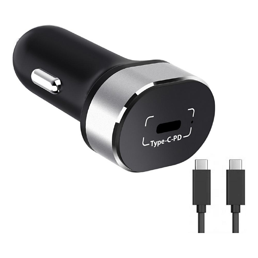 Winner Group - Ładowarka samochodowa 1xUSB-C Power Delivery 20W + Kabel USB USB-C / USB-C 1 m czarny