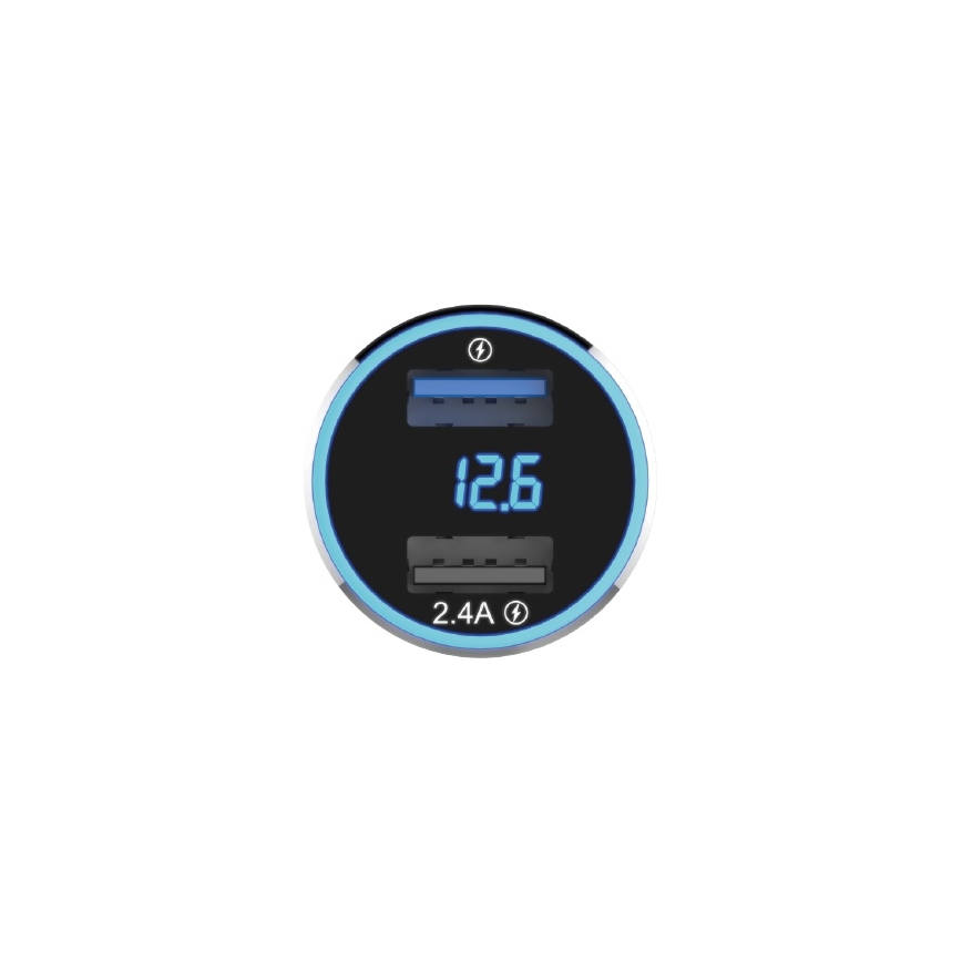 Winner Group - Ładowarka samochodowa z wyświetlaczem 2xUSB-A Power Delivery 30W czarny