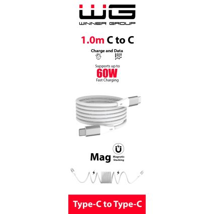 Winner Group - Magnetyczny Kabel USB USB-C / USB-C 60W 1m biały