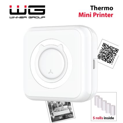 Winner Group - Mini drukarka termiczna 800 mAh biała