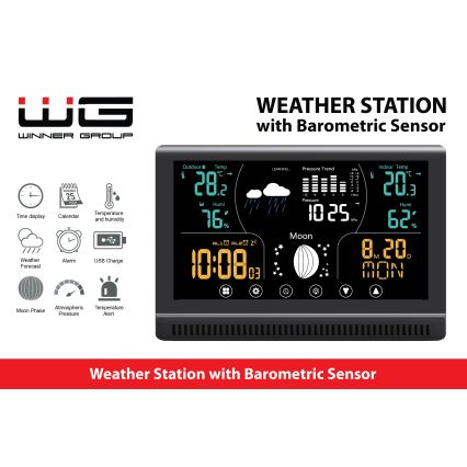 Winner Group - Stacja meteorologiczna z LCD wyświetlacz kolorowy i budzik 5xAAA