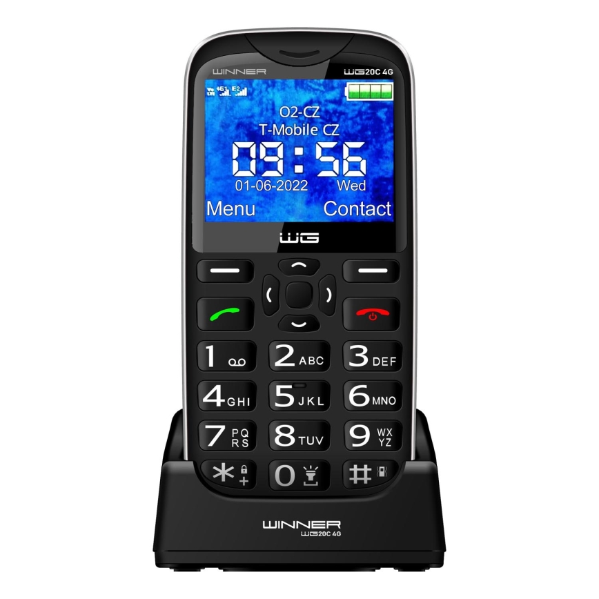 Winner Group - Telefon komórkowy dla seniorów 1600 mAh czarny