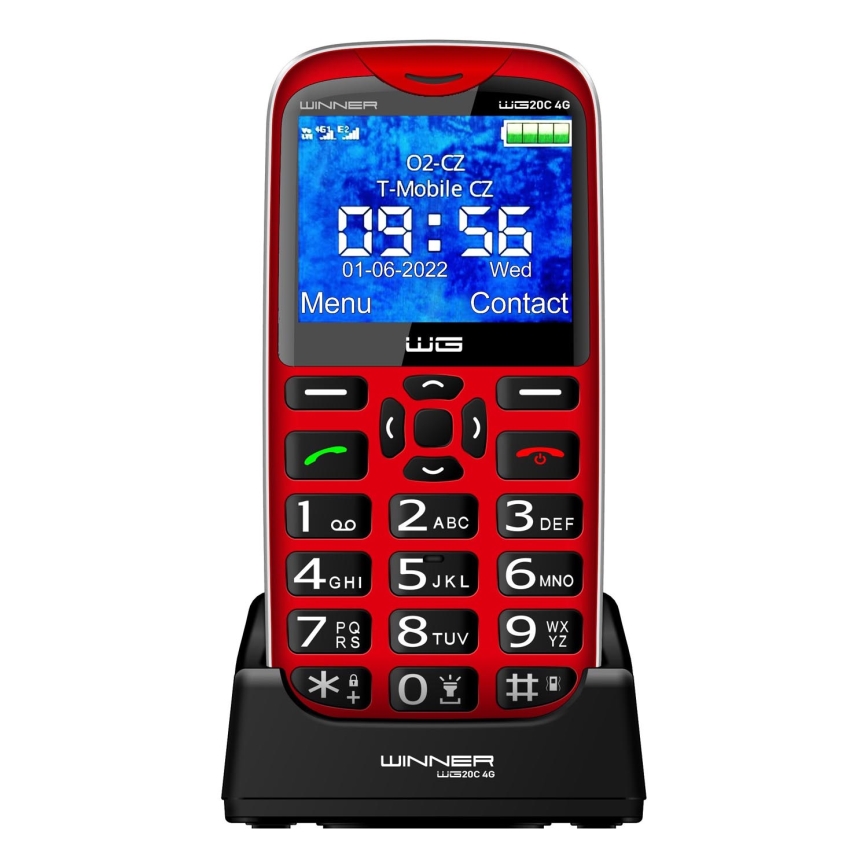 Winner Group - Telefon komórkowy dla seniorów 1600 mAh czerwony