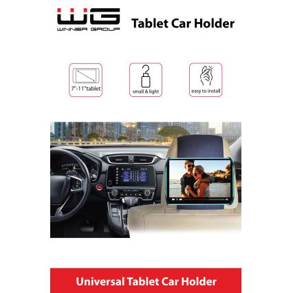 Winner Group - Uchwyt na tablet do samochodu z rzepem czarny