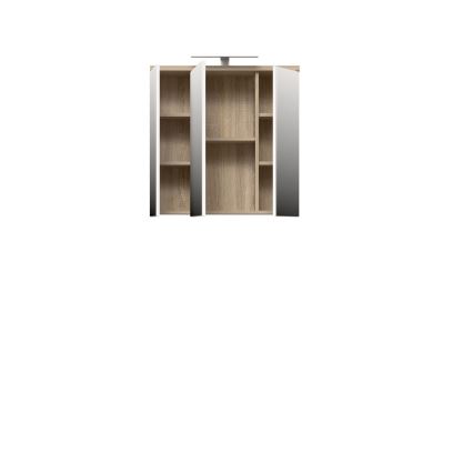 Wisząca szafka łazienkowa z lustrem VENOM biała/dąb sonoma