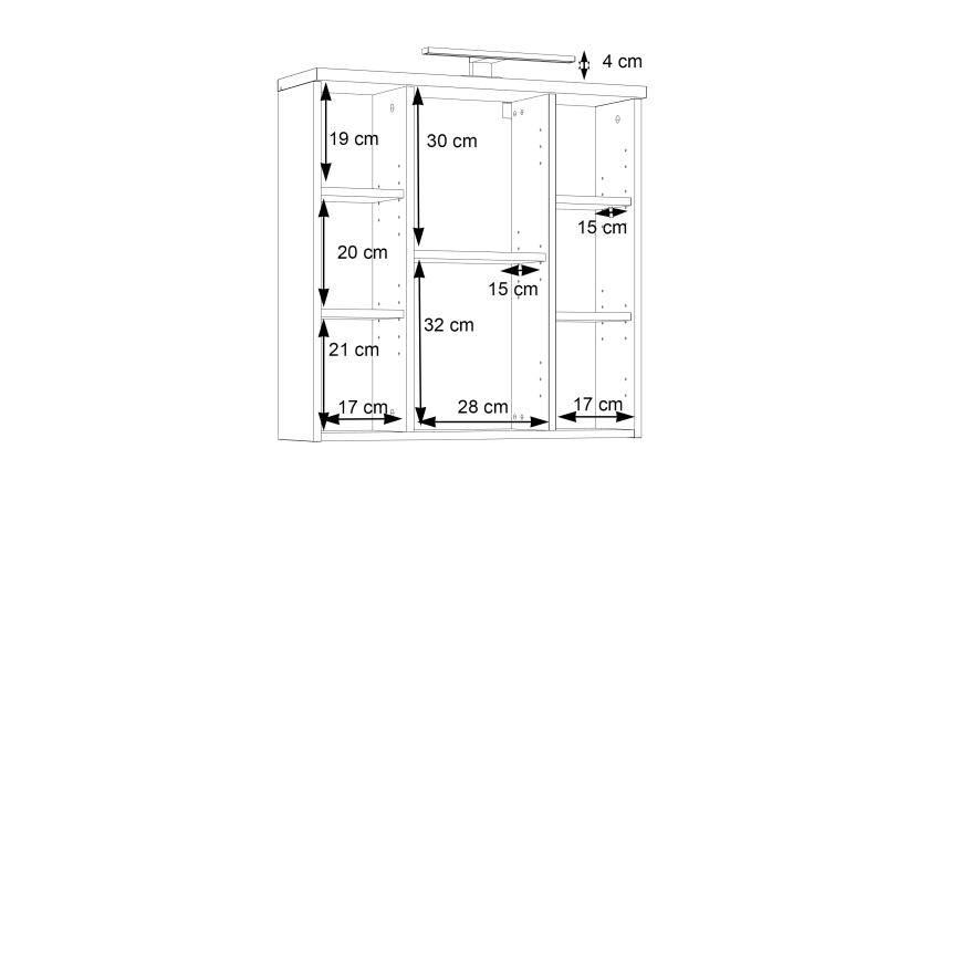 Wisząca szafka łazienkowa z lustrem VENOM biała/dąb sonoma