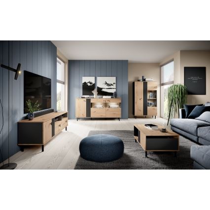 Witryna BADIA dąb/antracyt