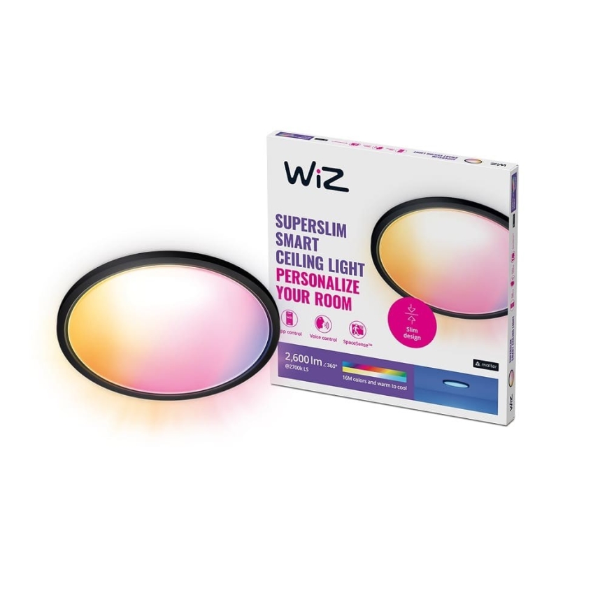 WiZ - LED RGB Regulowane natynkowe oświetlenie sufitowe SUPERSLIM LED/32W/230V 2700-6500K Wi-Fi czarne