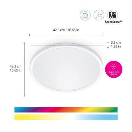 WiZ - LED RGB Plafon ściemnialny SUPERSLIM LED/22W/230V 2700-6500K Wi-Fi biały