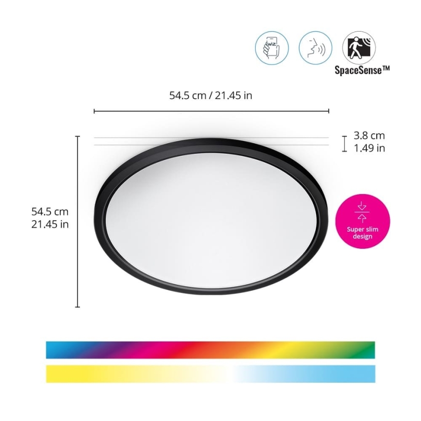 WiZ - LED RGB Plafon ściemnialny SUPERSLIM LED/32W/230V 2700-6500K Wi-Fi czarny