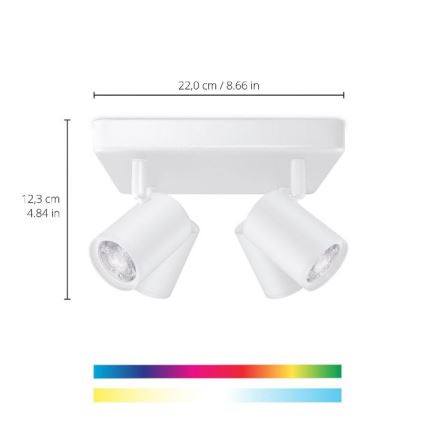 WiZ - LED RGBW ściemnialna oprawa punktowa IMAGEO 4xGU10/4,9W/230V 2200-6500K Wi-Fi CRI 90 biała