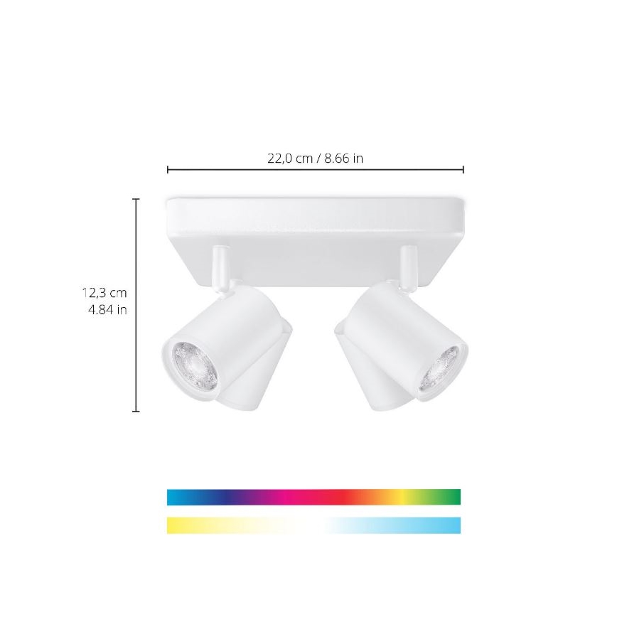 WiZ - LED RGBW ściemnialna oprawa punktowa IMAGEO 4xGU10/4,9W/230V 2200-6500K Wi-Fi CRI 90 biała