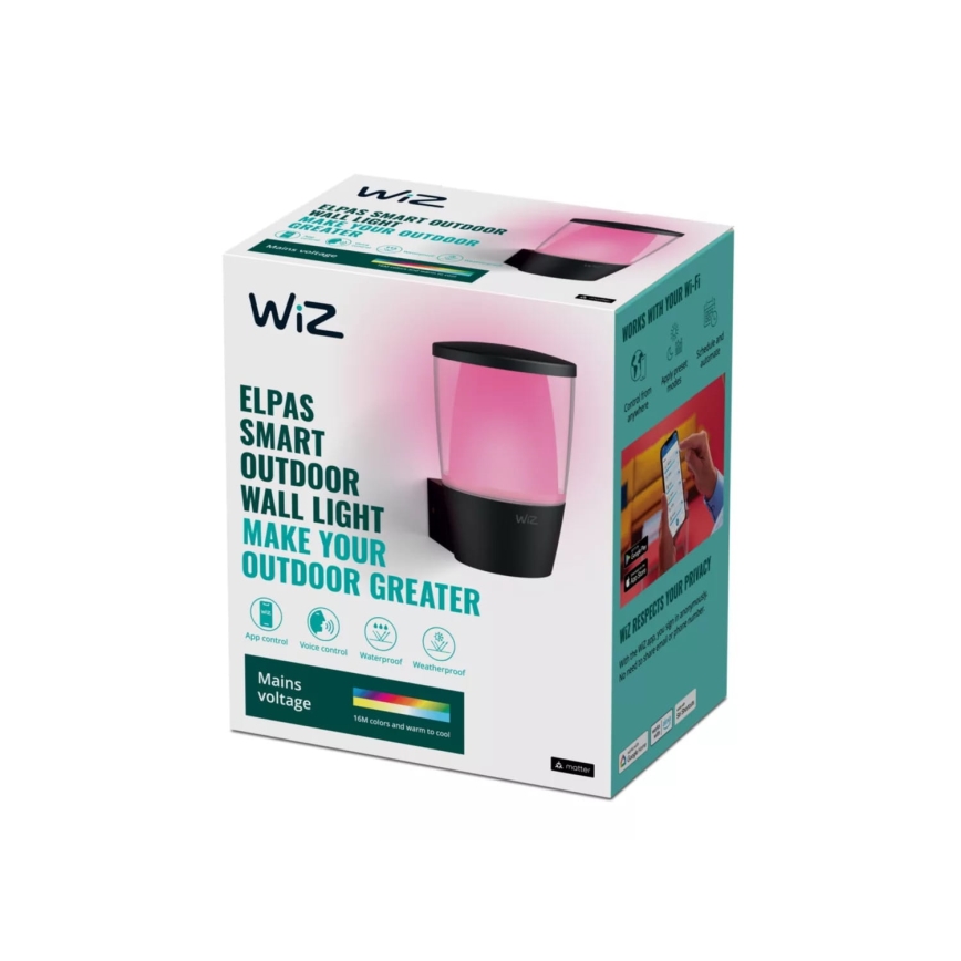 WiZ - LED RGBW Ściemnialny kinkiet zewnętrzny ELPAS LED/8,5W/230V 2700–5000K IP44 Wi-Fi