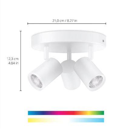 WiZ - LED RGBW Ściemnialne oświetlenie punktowe IMAGEO 3xGU10/4,9W/230V 2200-6500K Wi-Fi CRI 90 białe