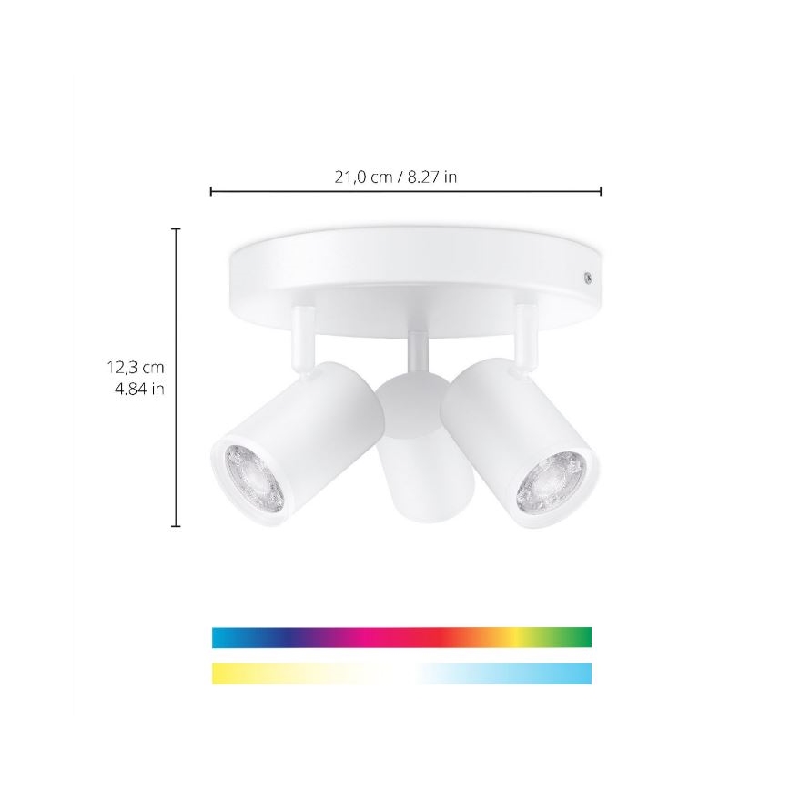 WiZ - LED RGBW Ściemnialne oświetlenie punktowe IMAGEO 3xGU10/4,9W/230V 2200-6500K Wi-Fi CRI 90 białe