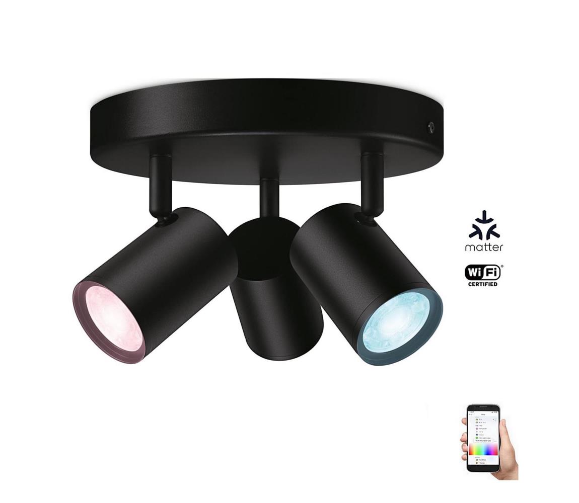 WiZ - LED RGBW Ściemnialne oświetlenie punktowe IMAGEO 3xGU10/4,9W/230V czarne Wi-Fi