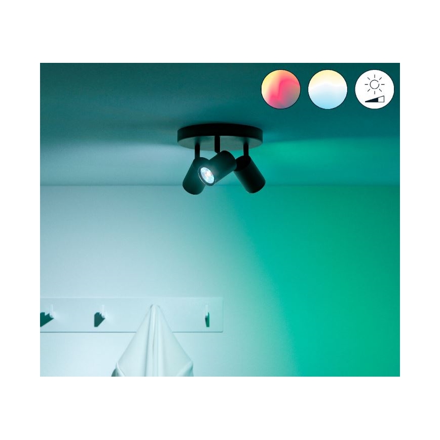 WiZ - LED RGBW Ściemnialne oświetlenie punktowe IMAGEO 3xGU10/4,9W/230V 2200-6500K Wi-Fi CRI 90 czarne