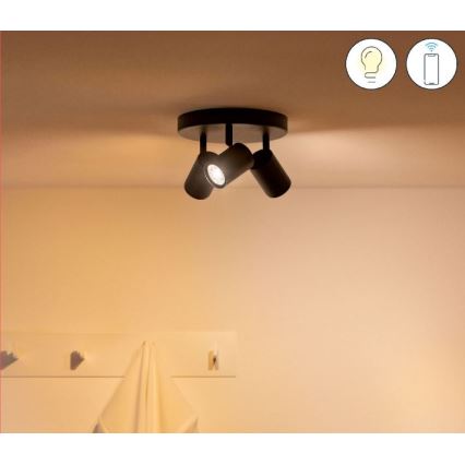 WiZ - LED RGBW Ściemnialne oświetlenie punktowe IMAGEO 3xGU10/4,9W/230V 2200-6500K Wi-Fi CRI 90 czarne