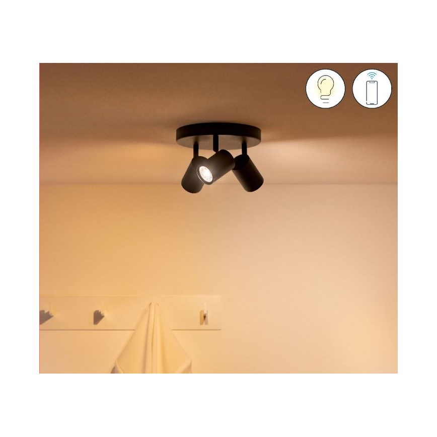 WiZ - LED RGBW Ściemnialne oświetlenie punktowe IMAGEO 3xGU10/4,9W/230V 2200-6500K Wi-Fi CRI 90 czarne
