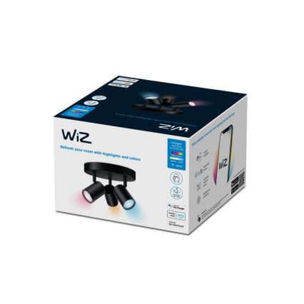 WiZ - LED RGBW Ściemnialne oświetlenie punktowe IMAGEO 3xGU10/4,9W/230V 2200-6500K Wi-Fi CRI 90 czarne