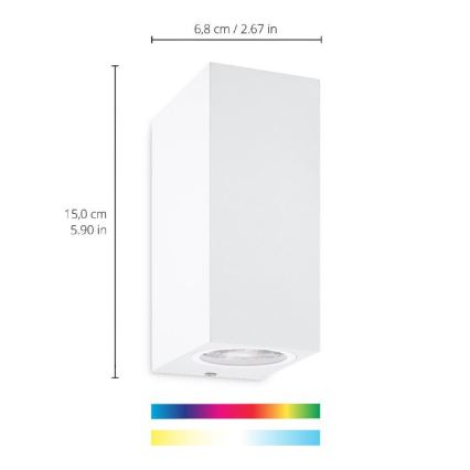 WiZ - LED RGBW Ściemnialny kinkiet UP&DOWN 2xGU10/4,7W/230V 2200-6500K Wi-Fi CRI 90 biały