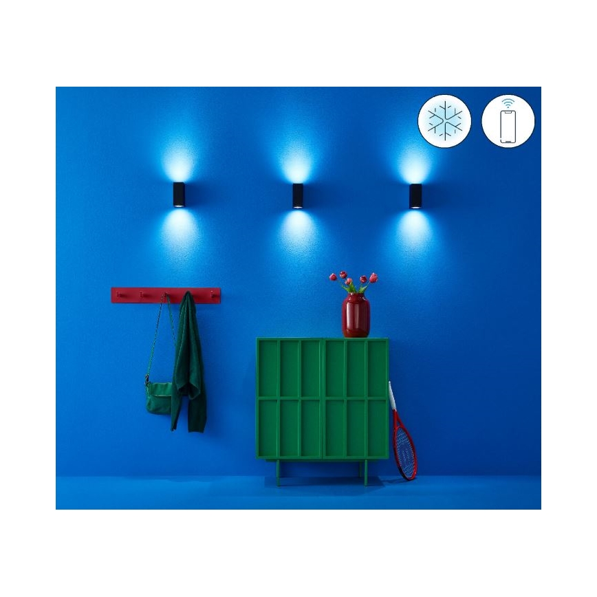 WiZ -LED RGBW Ściemnialny kinkiet UP&DOWN 2xGU10/4,7W/230V 2200-6500K Wi-Fi CRI 90 czarny