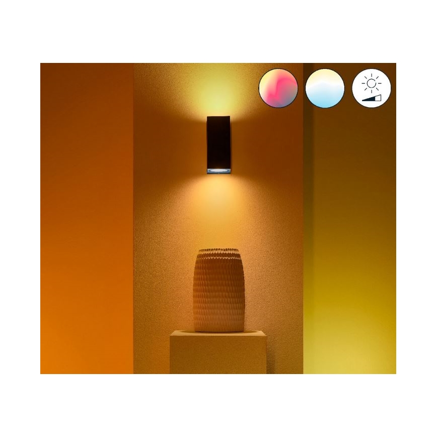WiZ -LED RGBW Ściemnialny kinkiet UP&DOWN 2xGU10/4,7W/230V 2200-6500K Wi-Fi CRI 90 czarny