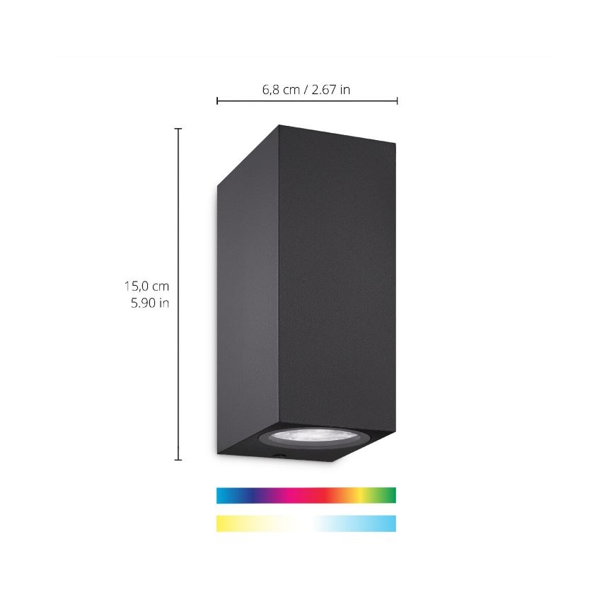 WiZ -LED RGBW Ściemnialny kinkiet UP&DOWN 2xGU10/4,7W/230V 2200-6500K Wi-Fi CRI 90 czarny