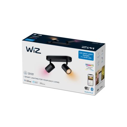 WiZ - LED RGBW Ścienialne oświetlenie punkotowe IMAGEO 2xGU10/4,9W/230V 2200-6500K Wi-Fi CRI 90 black