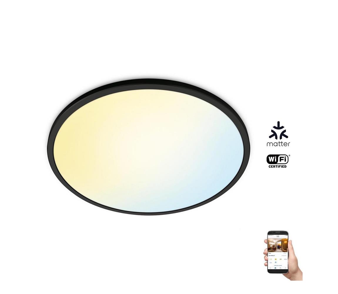 WiZ - LED Ściemnialny plafon SUPERSLIM LED/22W/230V czarny Wi-Fi