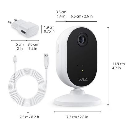 WiZ - Zestaw do monitorowania gospodarstwa domowego: 1x camera + 3x LED RGB żarówka A60 E27/8,5W/230V Wi-Fi