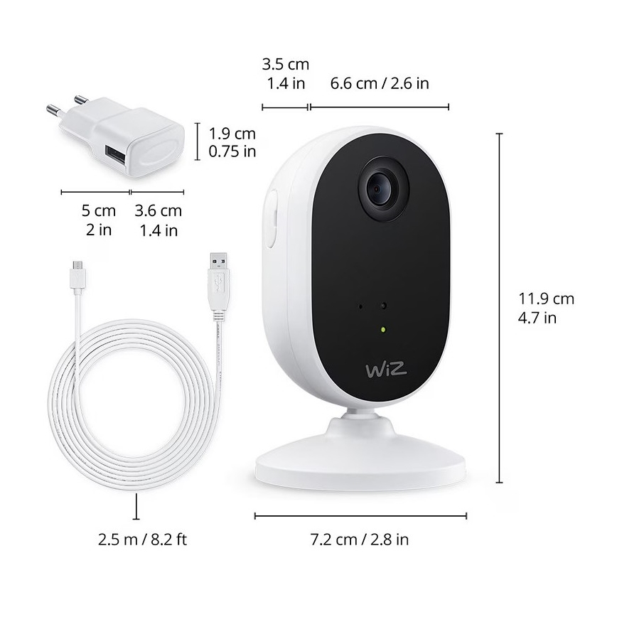 WiZ - Zestaw do monitorowania gospodarstwa domowego: 1x camera + 3x LED RGB żarówka A60 E27/8,5W/230V Wi-Fi