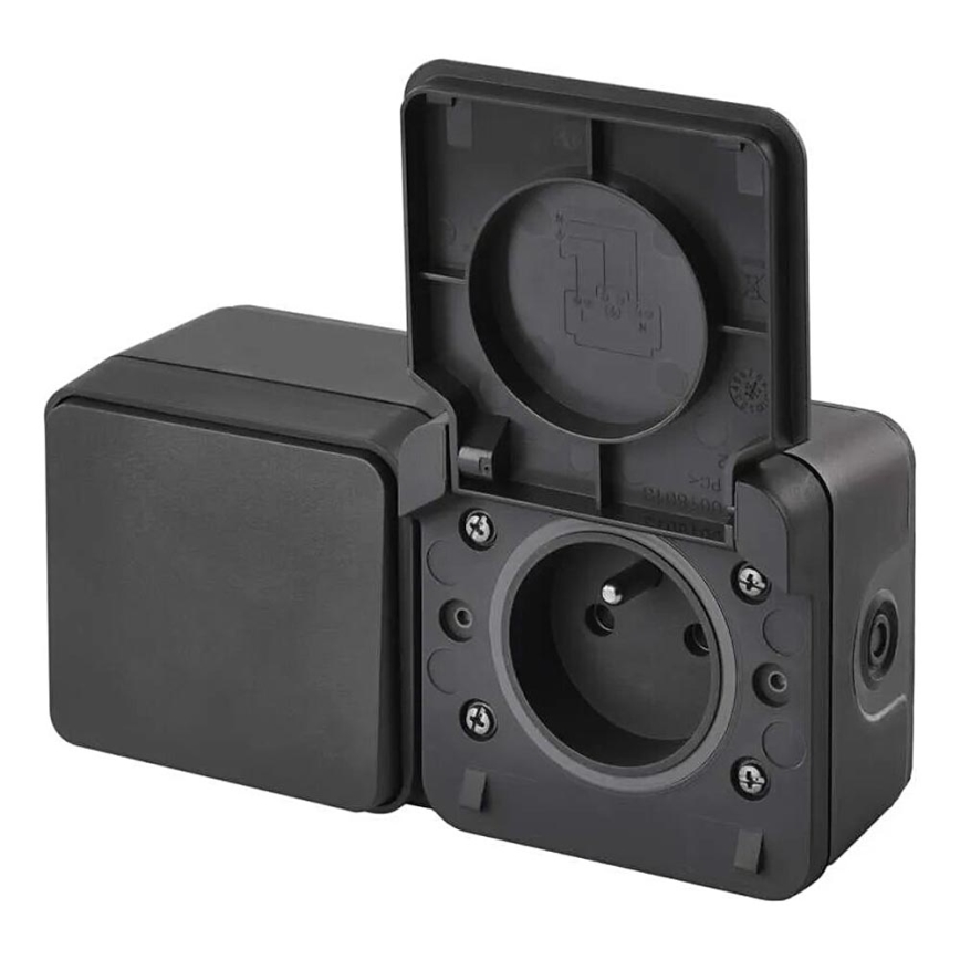 Włącznik domowy zmienny z gniazdem 250V/16A IP55