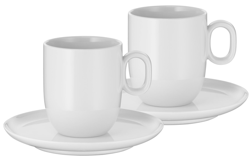WMF - ZESTAW 2x Kubek do kawy z kremem z podstawką BARISTA 170 ml biały