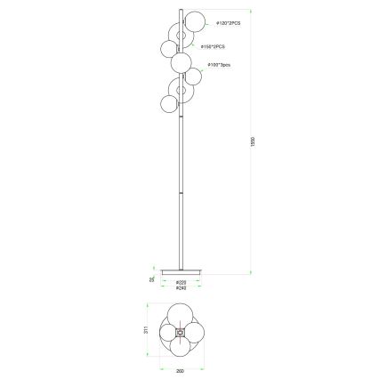 Wofi 3014-701W - LED Lampa podłogowa VILLA 7xG9/3W/230V złota