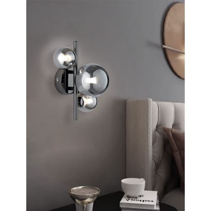 Wofi 4014.03.24.9000 - LED Kinkiet VILLA 3xG9/3W/230V czarny/chrom błyszczący
