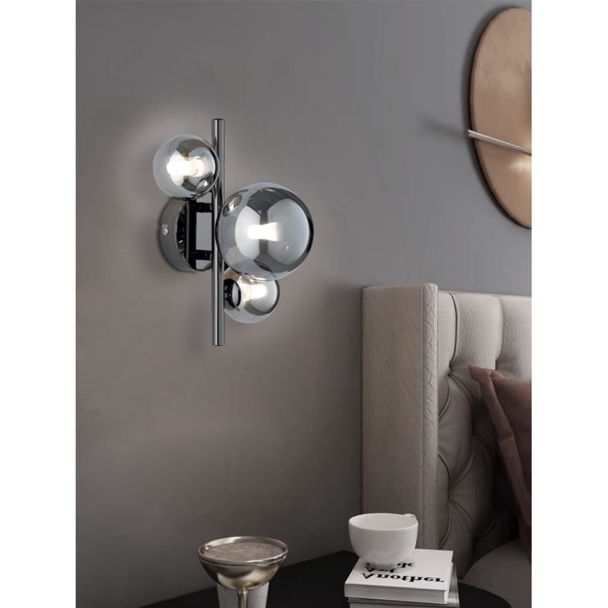 Wofi 4014.03.24.9000 - LED Kinkiet VILLA 3xG9/3W/230V czarny/chrom błyszczący