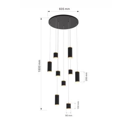 Wofi 5003-904 - LED Żyrandol ściemnialny na lince TOULOUSE LED/57W/230V czarne/złoty