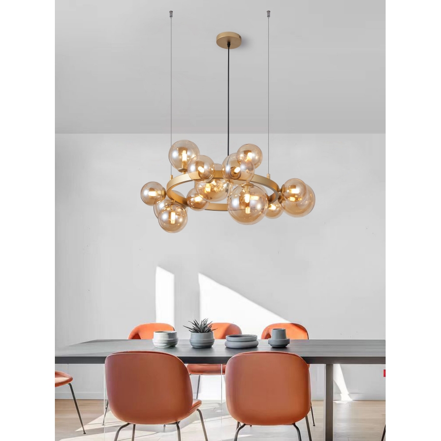 Wofi 5014-1501W - LED Żyrandol na lince VILLA 15xG9/3W/230V złoty