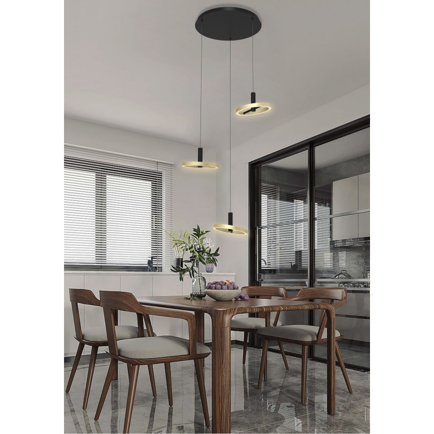 Wofi 5016-304 - LED Żyrandol ściemnialny na lince BREST LED/26W/230V czarne/złoty