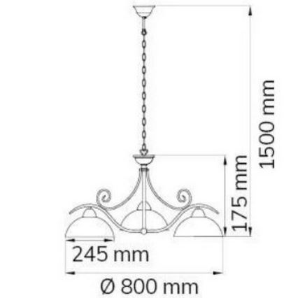 Wofi 5128.03.09.0000 - Żyrandol na łańcuchu LACCHINO 3xE27/60W/230V