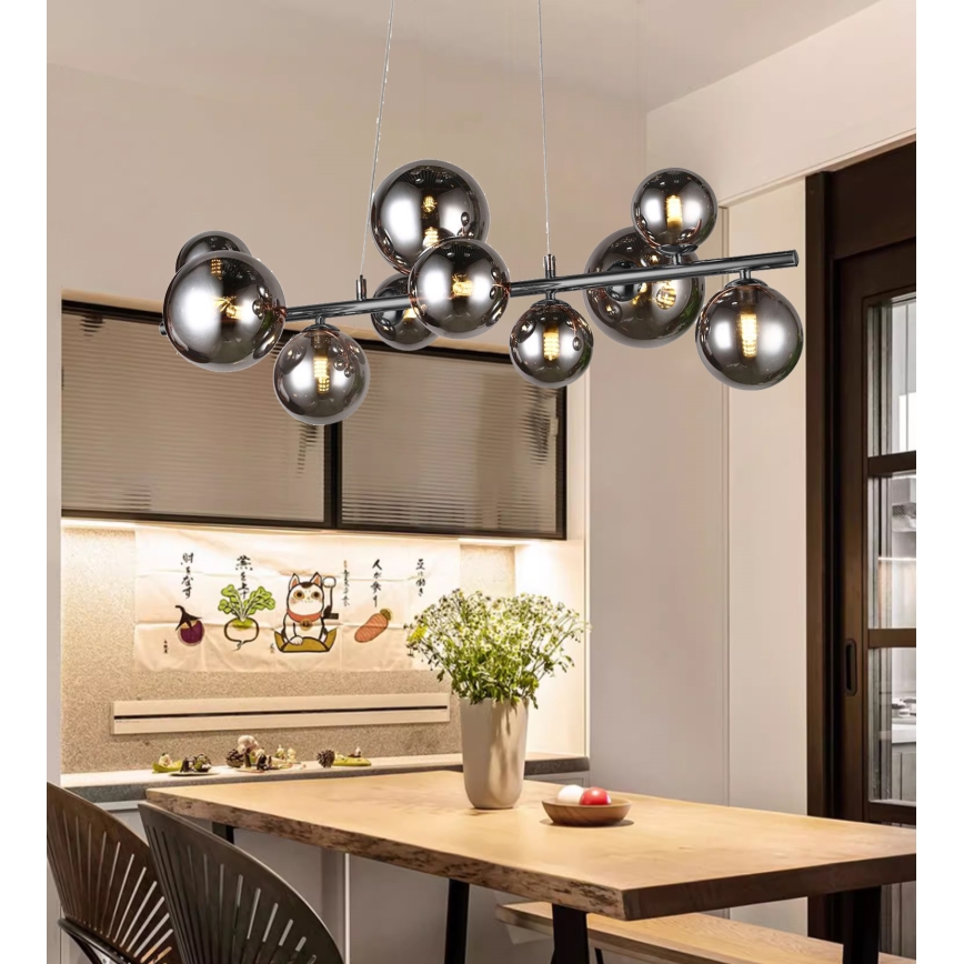 Wofi 6014.10.24.9000 - LED Żyrandol na lince VILLA 10xG9/3W/230V czarny/chrom błyszczący