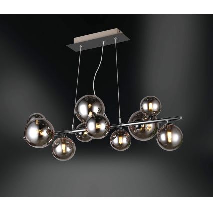 Wofi 6014.10.24.9000 - LED Żyrandol na lince VILLA 10xG9/3W/230V czarny/chrom błyszczący
