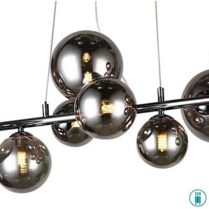 Wofi 6014.10.24.9000 - LED Żyrandol na lince VILLA 10xG9/3W/230V czarny/chrom błyszczący