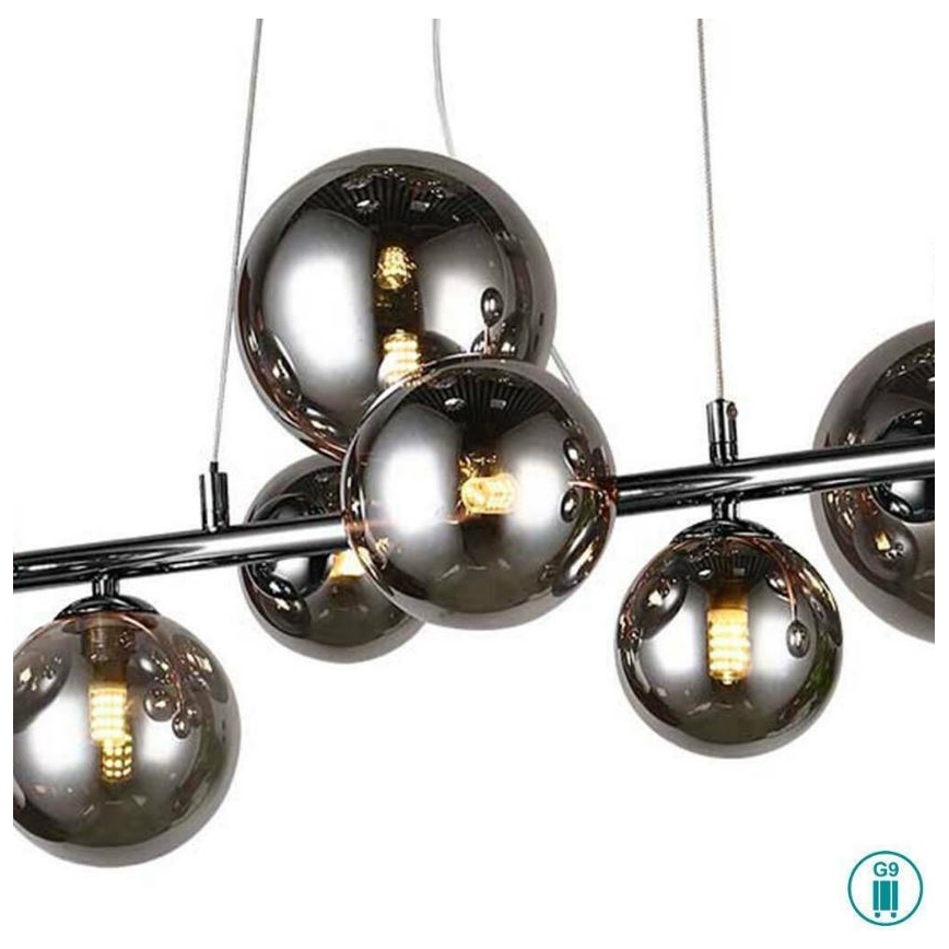 Wofi 6014.10.24.9000 - LED Żyrandol na lince VILLA 10xG9/3W/230V czarny/chrom błyszczący